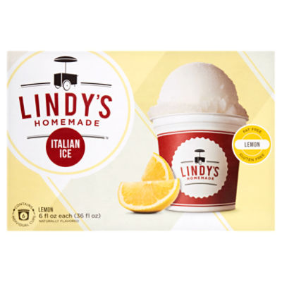 Lindy's Homemade Lemon Italian Ice, 6 fl oz, 6 count