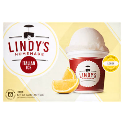 Lindy's Homemade Lemon Italian Ice, 6 fl oz, 6 count, 6 Each