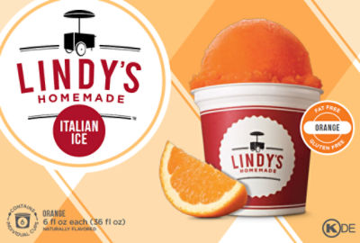 Lindy's Homemade Italian Ice - Orange, 6 each