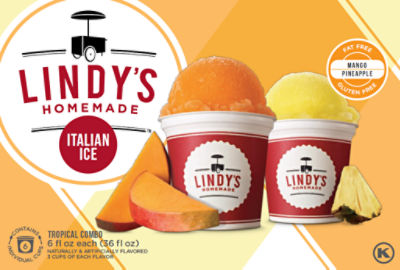 Lindy's Homemade Italian Ice - Mango Pineapple - Combo, 6 each