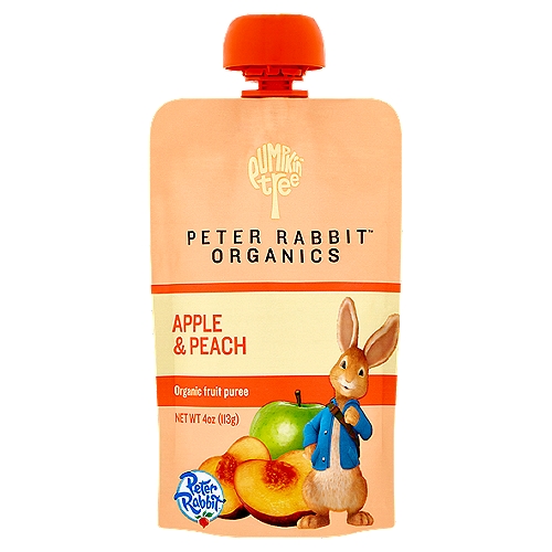 Pumpkin Tree Peter Rabbit Organics Apple & Peach Organic Fruit Puree, 4 oz
Whether it's the morning rush or after school club, our squeezy pouches are ideal to carry in your bag for snack time.