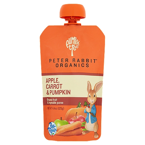 Pumpkin Tree Peter Rabbit Organics Apple, Carrot & Pumpkin Organic Fruit & Vegetable Puree, 4.4 oz
Whether it's the morning rush or after school club, our squeezy pouches are ideal to carry in your bag for snack time.