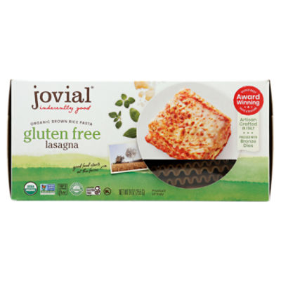 Jovial 100% Organic Brown Rice Lasagna Gluten Free Pasta, 9 oz