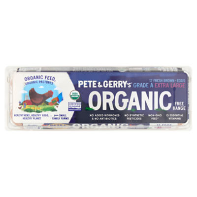 Pete and Gerry's Free Range Organic Eggs, Extra Large, 12 count, 27 oz, 12 Each