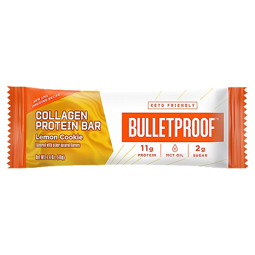 Bulletproof Lemon Cookie Collagen Protein Bar, 1.4 oz, 12 count
