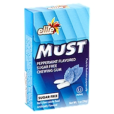 Elite Must Chewing Gum, Peppermint Flavored Sugar Free, 0.9 Ounce