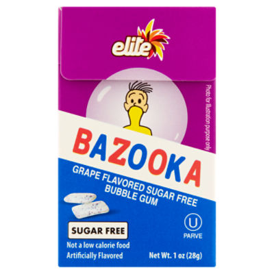 Elite Βazοοka Grape Flavored Sugar Free Bubble Gum, 1 oz