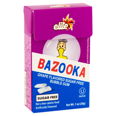 Elite Βazοοka Grape Flavored Sugar Free Bubble Gum, 1 oz