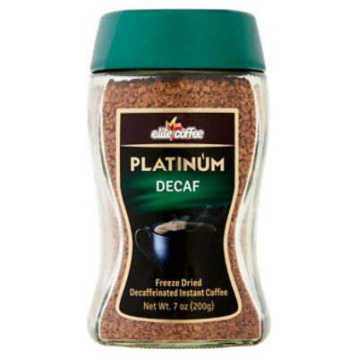 Elite Coffee Platinum Freeze Dried Decaffeinated Instant Coffee, 7 oz
