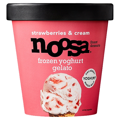Noosa Strawberries & Cream Gelato, 14 fl oz
OVER-THE-TOP DECADENT
Our extra creamy, oh-so-dreamy yoghurt gelato is here. Velvety smooth frozen yoghurt takes a spin with only the best ingredients. It's mmm-worthy in every bite.

Live Active Cultures:
S. Thermophilus, L. Bulgaricus, L. Acidophilus, Bifidus, L. Casei