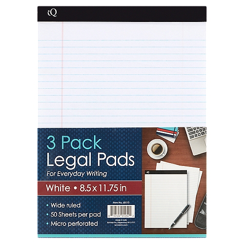 iQ White Legal Pads, 3 count