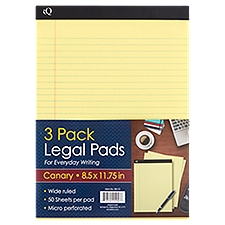 iScholar New York iQ Canary Legal Pads, 3 count