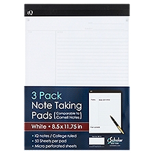 iQ iScholar New York White Note Taking Pads, 50 sheets, 3 count
