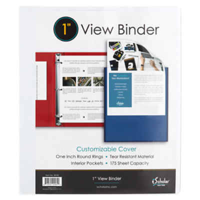 iScholar 3 Ring 1 Inch View Binder Assorted Colors, 1 each