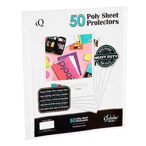 iScholar New York Poly Sheet Protectors, 50 count