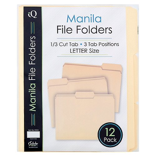 31012 12 Pack Letter Size iScholar Manila File Folders 