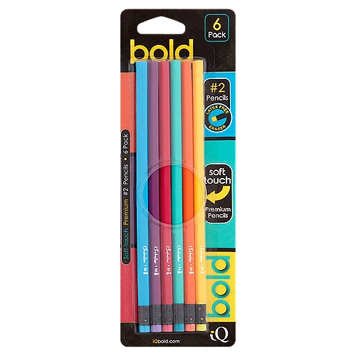 iQ Bold Soft-Touch Premium #2 Pencils, 6 count