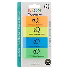 iQ Neon Erasers, 4 count