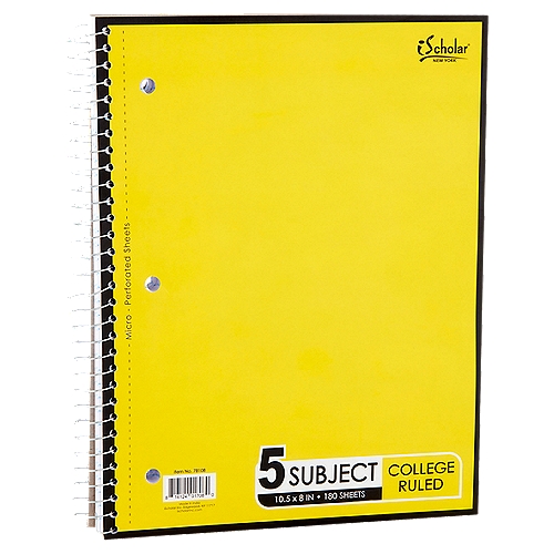 iScholar New York 5 Subject College Ruled Book, 180 sheets