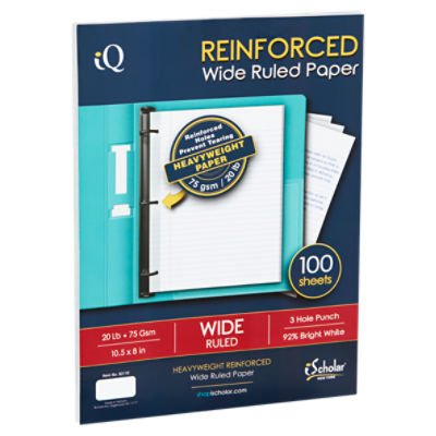 iScholar New York Reinforced Wide Ruled Paper, 100 sheets, 100 Each
