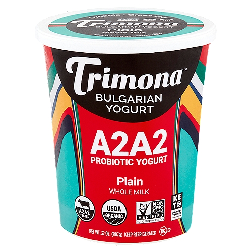 Trimona A2A2 Plain Whole Milk Bulgarian Probiotic Yogurt, 32 oz
Let the Greeks Have Their Philosophers, Leave the Yogurt to Us.
Have you heard about A2A2 cows? Our A2A2 tested, very low sugar, Bulgarian Yogurt will not only provide you with much needed vitamins, good fats, proteins and enzymes, but will also supply you with beneficial probiotics, excellent for your immune system and digestive tract.

Grow Young.