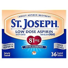 St. Joseph Low Dose Aspirin Coated Tablets, 81 mg, 36 count