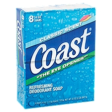 Coast Classic Scent Refreshing Deodorant Soap, 4 oz, 8 count