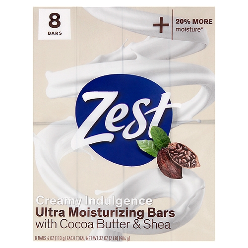 Zest Creamy Indulgence Ultra Moisturizing Bars, 4 oz, 8 count