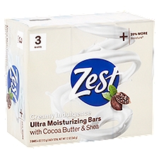 Zest Creamy Indulgence Cocoa Butter & Shea Ultra Moisturizing, Bars, 12 Ounce