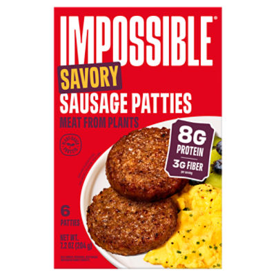 Impossible Savory Sausage Patties, 6 count, 7.2 oz