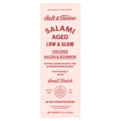 Salt & Twine Uncured Bacon & Bourbon Salami, 5 oz
