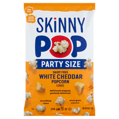 Skinny Pop White Cheddar Flavored Popcorn Party Size, 8 oz