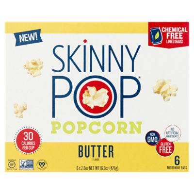 Skinny Pop Butter Flavor Popcorn, 2.8 oz, 6 count, 16.8 Ounce