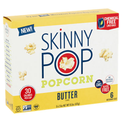 Skinny Pop Butter Flavor Popcorn, 2.8 oz, 6 count