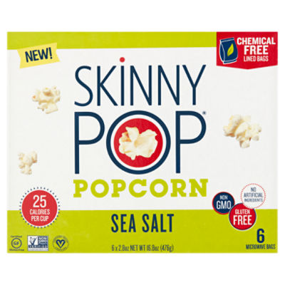 Skinny Pop Sea Salt Popcorn, 2.8 oz, 6 count