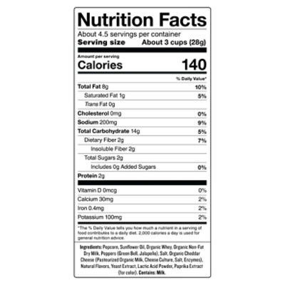 Skinny Pop Cheddar Jalapeño Popcorn, 4.4 oz