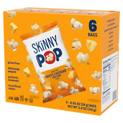 Skinny Pop Dairy Free White Cheddar Popcorn, 0.65 oz, 6 count