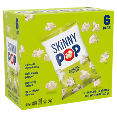 Skinny Pop Original Popcorn, 0.65 oz, 6 count