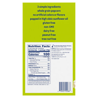 Skinny Pop Original Popcorn, 0.65 oz, 6 count