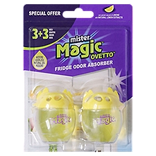 Mister Magic Ovetto Fridge Odor Absorber with Natural Lemon Extract, 2 count