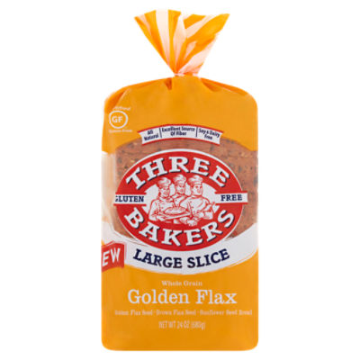 Three Bakers Large Slice Whole Grain Golden Flax Bread, 24 oz