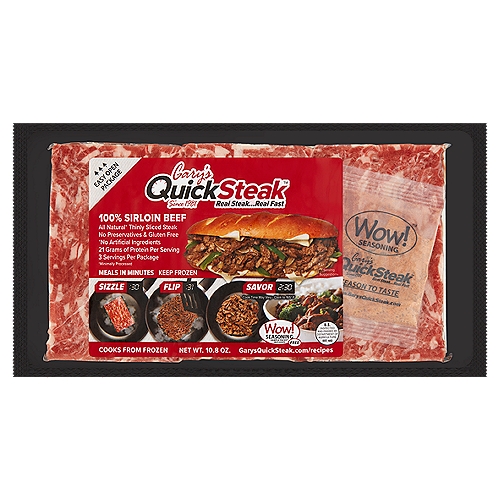 Gary's QuickSteak 100% Sirloin Beef Steak, 10.8 oz