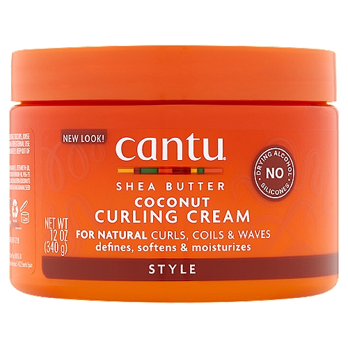 Cantu Shea Butter Coconut Style Curling Cream, 12 oz
Why it Works: 
Formulated with shea butter, coconut oil, avocado oil, almond oil, jojoba seed oil, olive oil, mango seed butter and oil, carrot seed oil and grapeseed oil to deeply moisturize, add slip, and shine.
