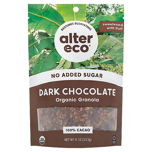 Alter Eco No Added Sugar Dark Chocolate Organic Granola, 8 oz
Better for You & the Planet
Crunchy, mouthwatering, flavorful. This granola was made with no added sugars or artificial ingredients, and the oats inside help regenerate the land. Satisfy your mind, body, soul, and planet with the cleanest, greenest granola on earth!