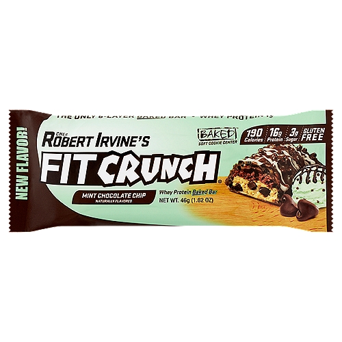 Chef Robert Irvine's FITCRUNCH Mint Chocolate Chip Whey Protein Baked Bar, 1.62 oz