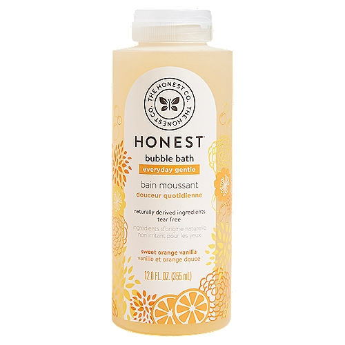 Honest Sweet Orange Vanilla Everyday Gentle Bubble Bath, 12.0 fl oz
A gentle, super-foaming bubble bath formulated to soothe and cleanse skin. Made with a blend of orange and vanilla extracts, plus coconut oil.