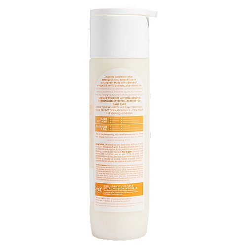 The Honest Co. Everyday Gentle Sweet Orange Vanilla Conditioner, 10.0 fl oz
A gentle conditioner that detangles knots, tames frizz and softens hair. Made with a blend of orange and vanilla extracts, plus coconut oil.