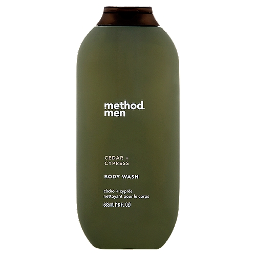 Method Men Cedar + Cypress Body Wash, 18 fl oz
We give good clean.
This naturally derived body wash can handle your dirty sides. Quick-lathering. Clean-rinsing. No fussing around.