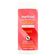Method All-Purpose Pink Grapefruit, Compostable Wipes, 30 Each