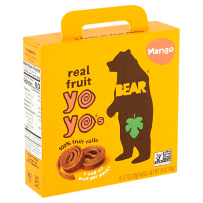 Bear Yoyos Mango 100% Fruit Rolls, 0.7 oz, 5 count